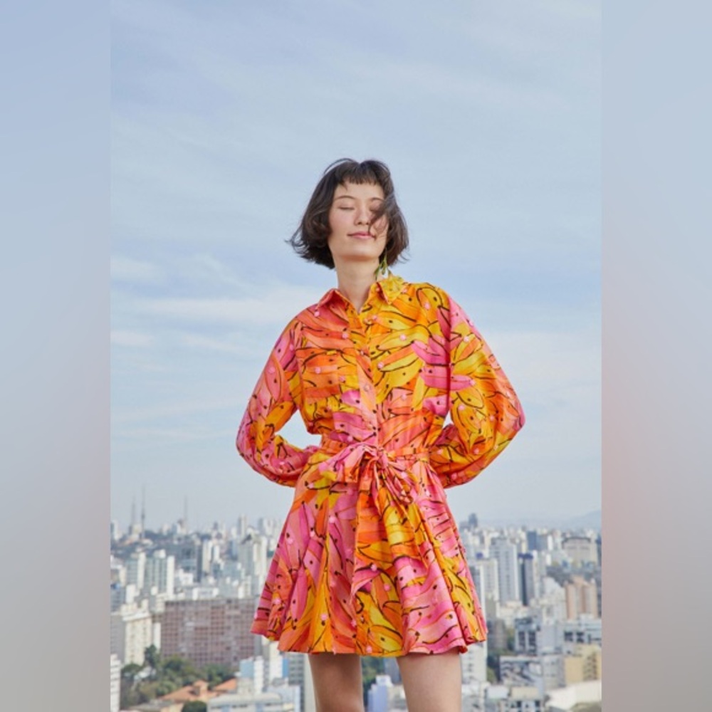 FARM RIO Pink Ombre Bananas Mini Dress